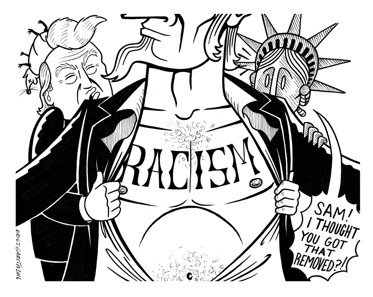 Drawing on Anger: Portraits of U.S. Hypocrisy